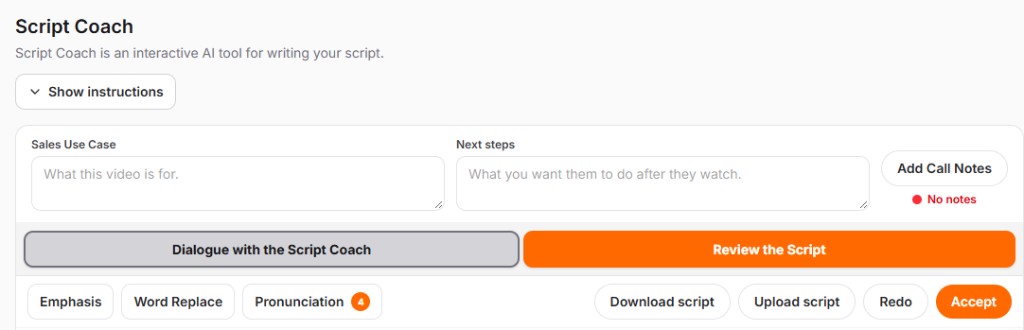 Emphasis, Word Replace, and Pronunciation, with Review the Script and Accept